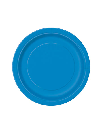20 malých modrých okrúhlych papierových tanierikov 17 cm na dezert 