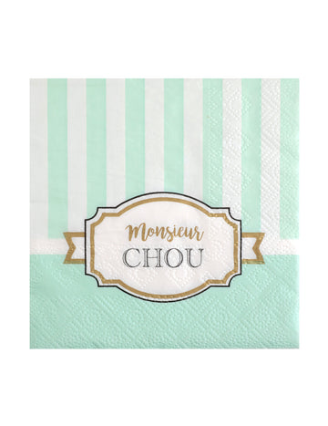 20 malých papierových obrúskov na oslavu bábätka v mätovej farbe s motívom Mr. Cabbage