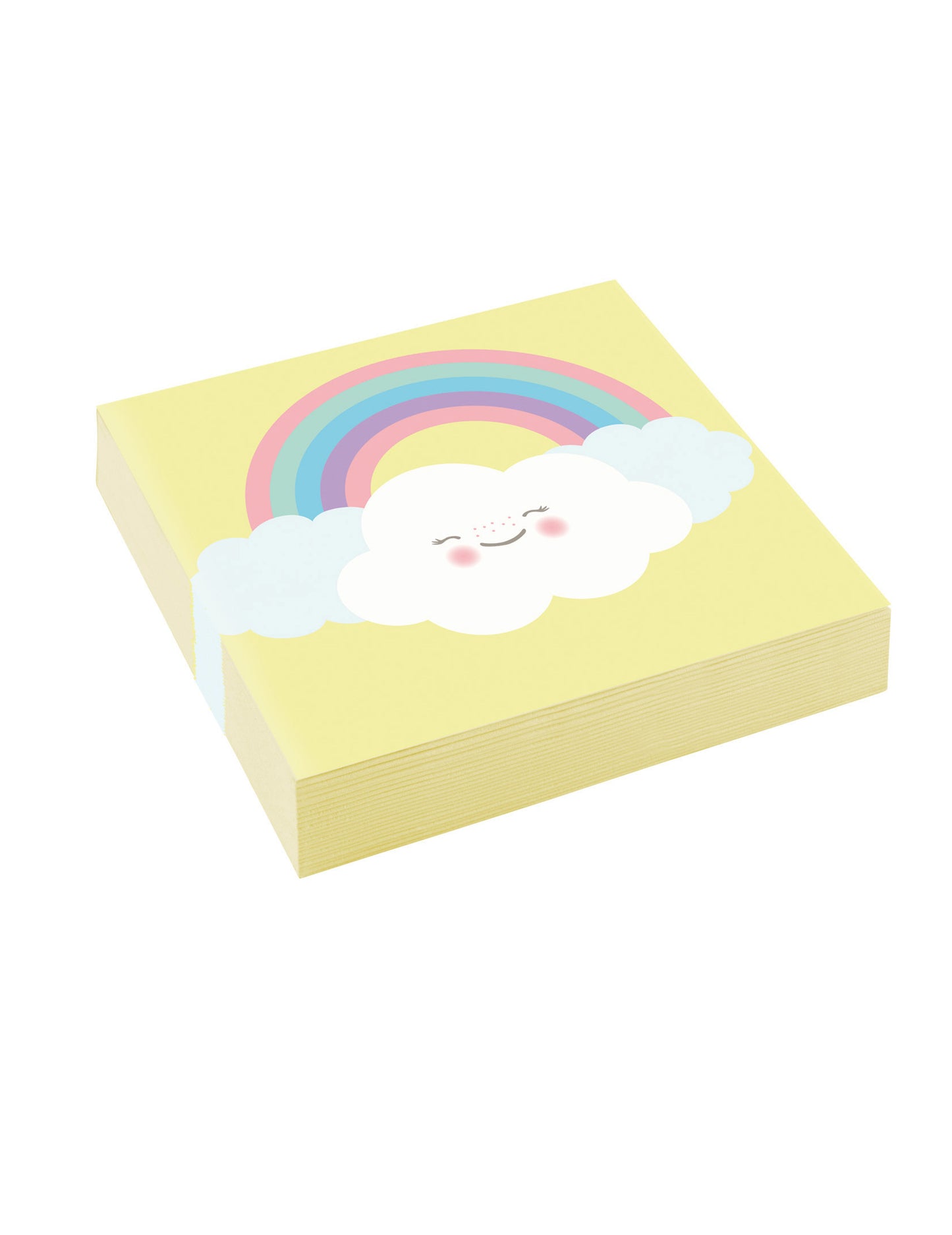 20 malých papierových obrúskov, pastelovo žltý dizajn dúhových oblakov, 25 x 25 cm cm