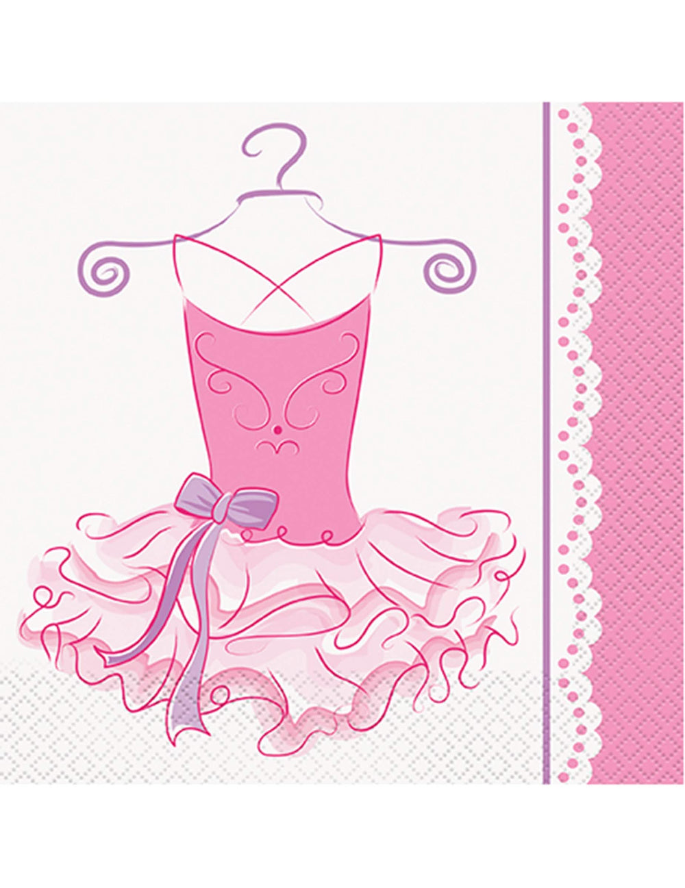 Serviettes en papier ballerine pour enfant rose avec motif de tutu et dentelle