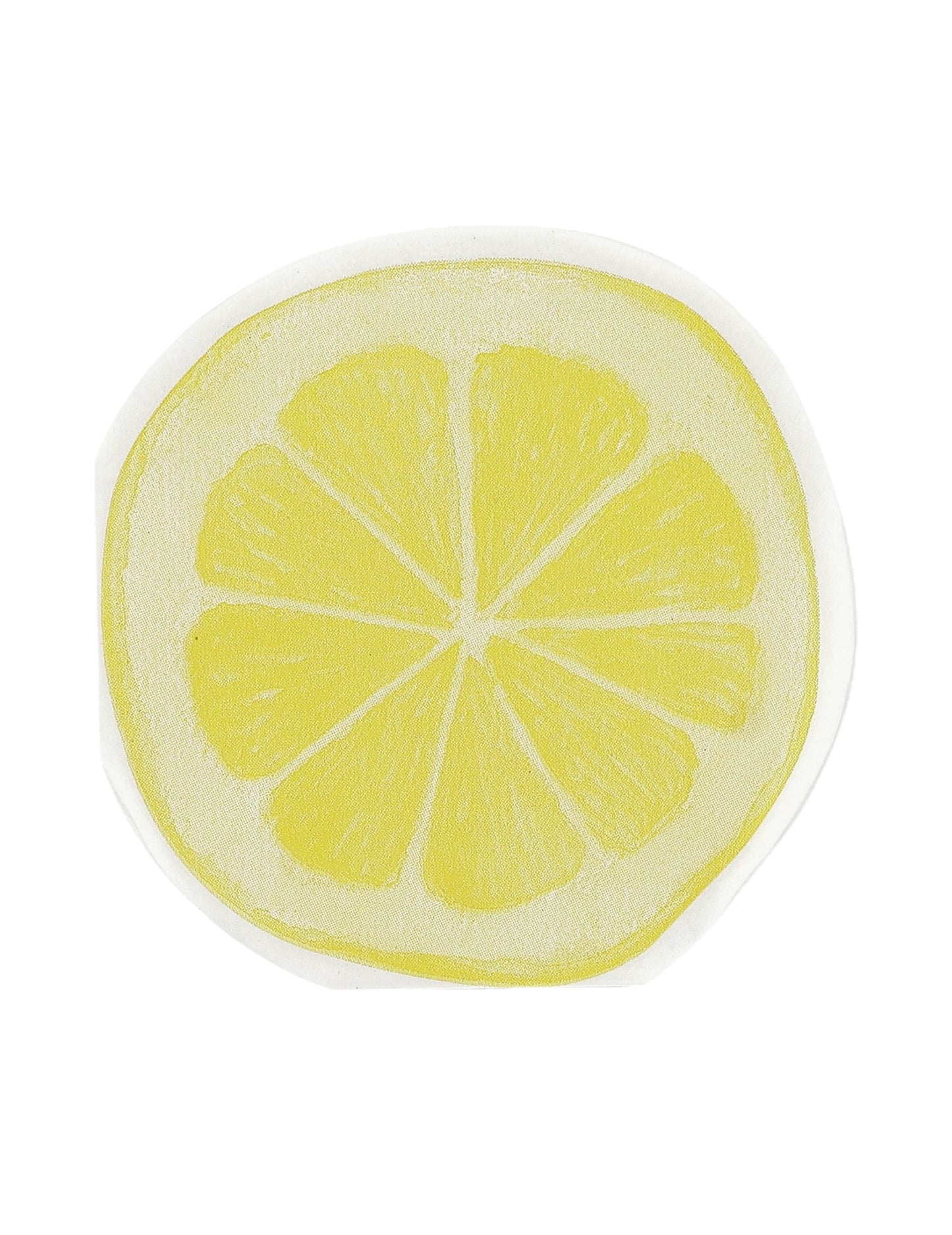 20 koktailových obrúskov s motívom plátku citróna, žltý a biely papier, 24x24 cm, osviežujúci dizajn