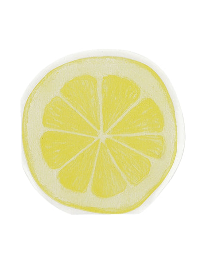 20 koktailových obrúskov s motívom plátku citróna, žltý a biely papier, 24x24 cm, osviežujúci dizajn
