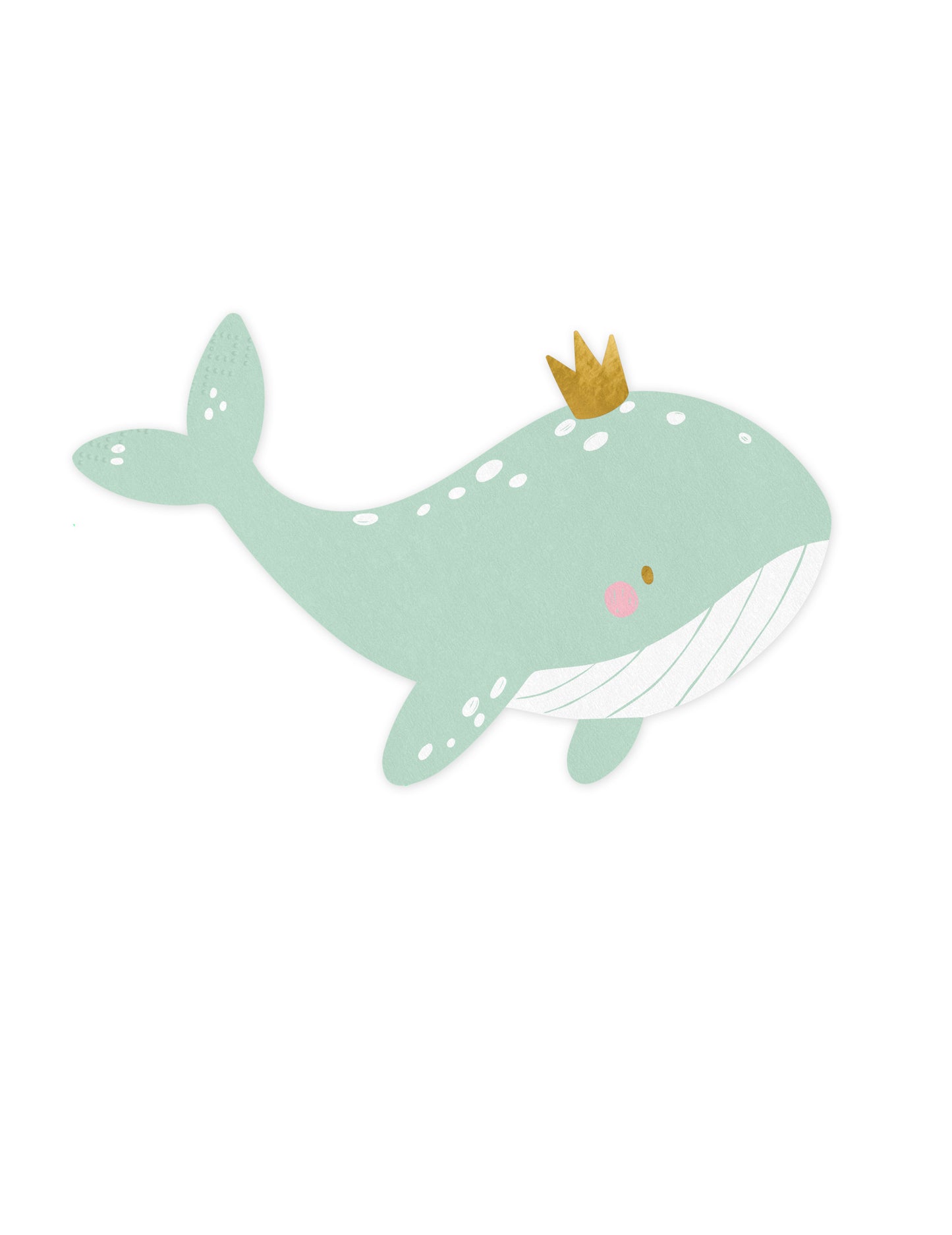 20 papierových obrúskov s motívom nebesky modrej veľryby a zlatou korunou