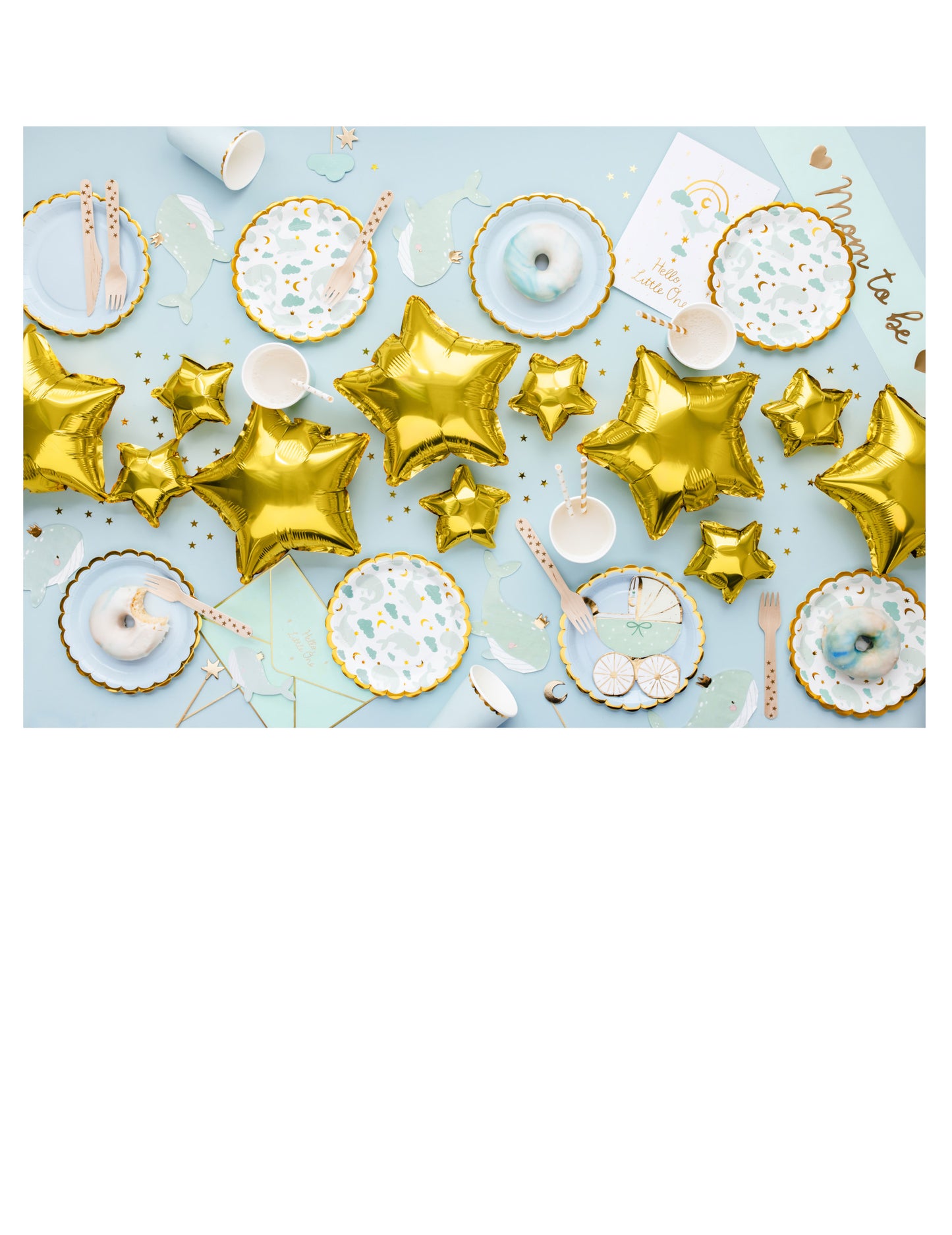 20 papierových obrúskov s motívom nebesky modrej veľryby a zlatou korunou