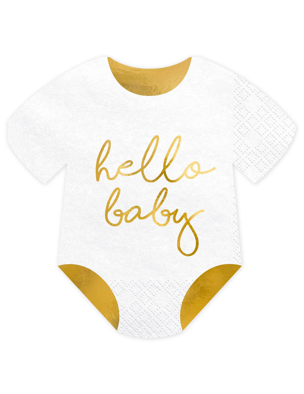 Papierové obrúsky body Hello Baby na baby shower biela a zlatá