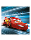 Serviettes en papier Cars pour enfant rouge avec Flash McQueen sur un circuit bleu