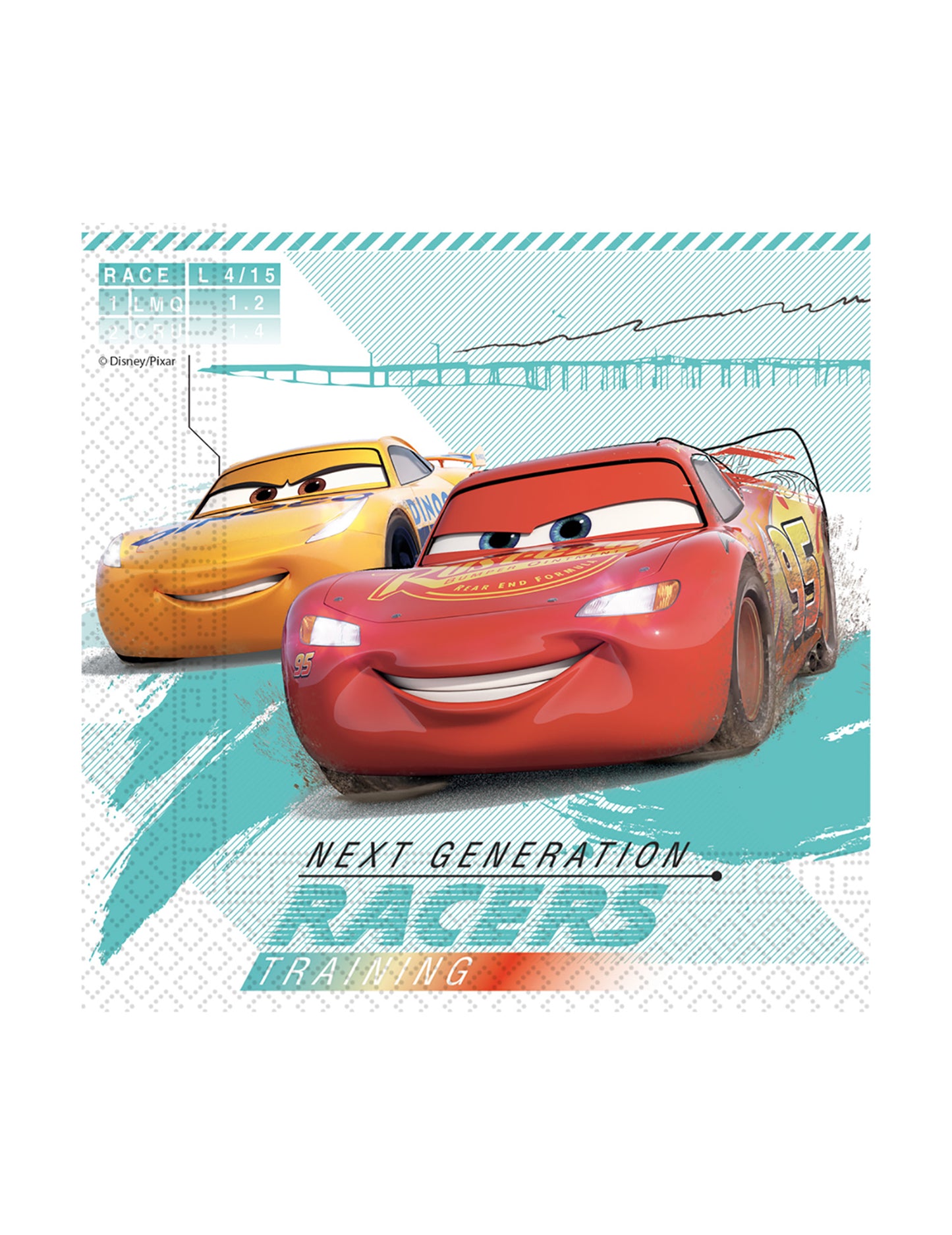 20 kompostovateľných papierových servítok Cars 3™ 33 x 33 cm 