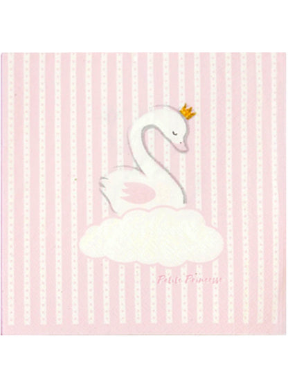 20 papierových obrúskov s ružovou labuťou, dizajn malej princeznej, 33 x 33 cm