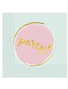Serviettes en papier Elegant Party pour fête bleu et rose pastel avec texte doré
