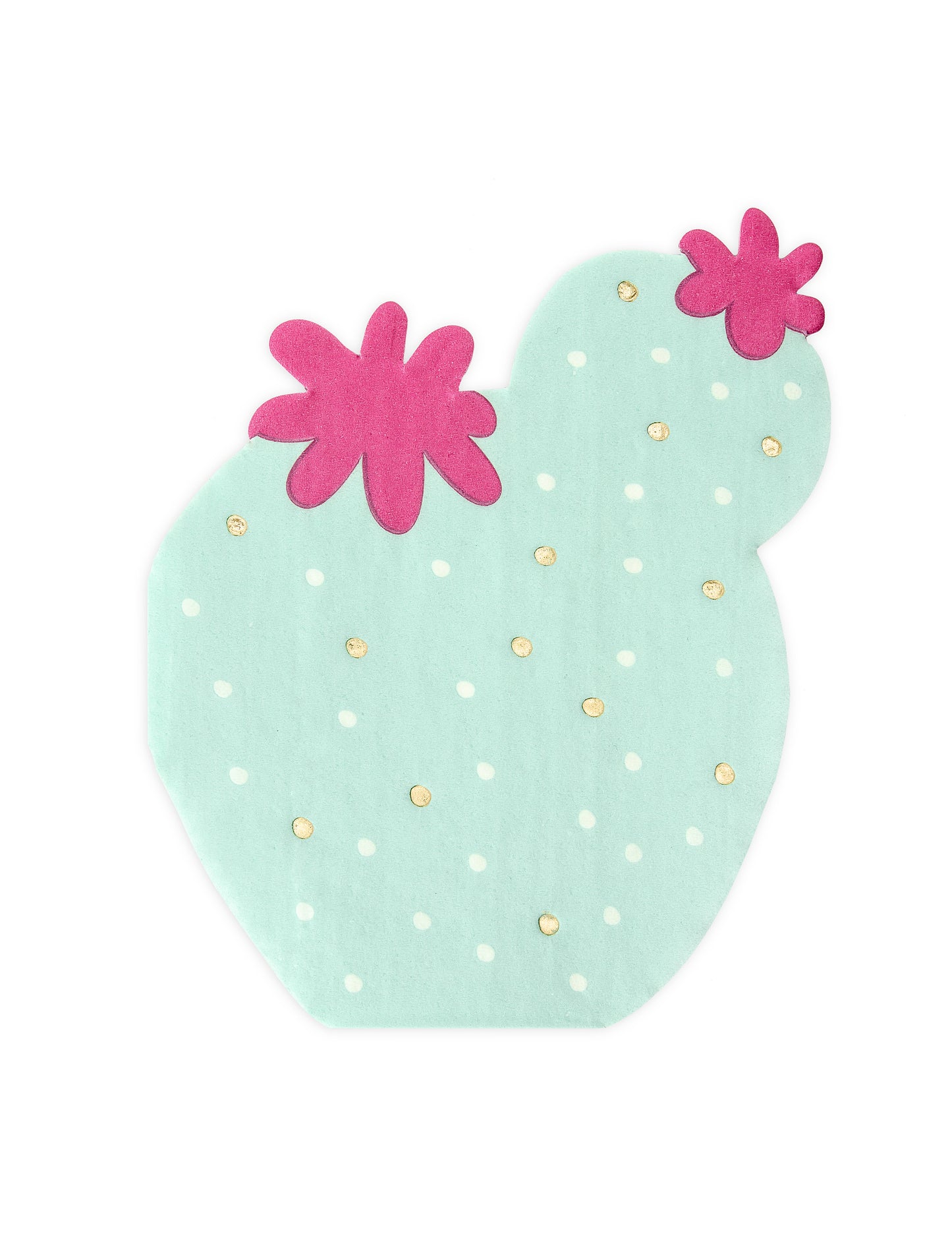 20 papierových obrúskov v tvare kaktusu v mätovej a fuchsiovej farbe