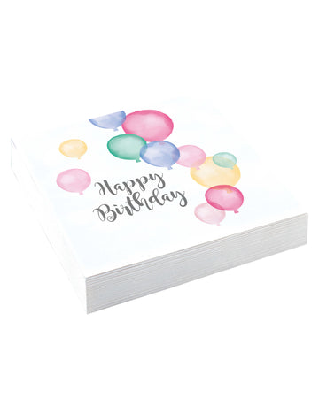 20 papierových obrúskov, všetko najlepšie k narodeninám, pastelové balóny, 33 x 33 cm na narodeniny