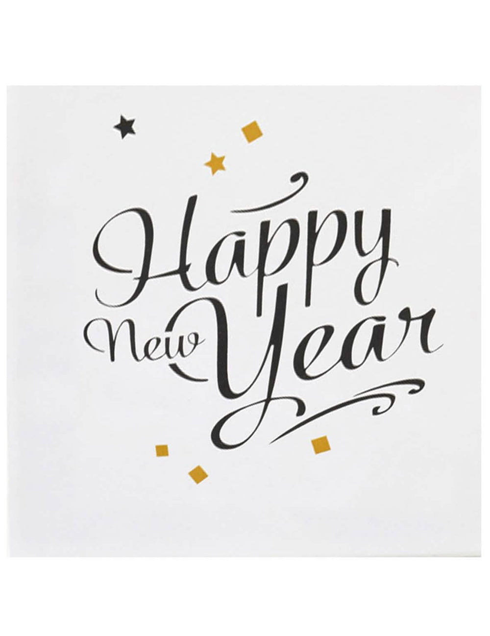 papierové obrúsky Happy New Year na párty biela čierna a zlatá
