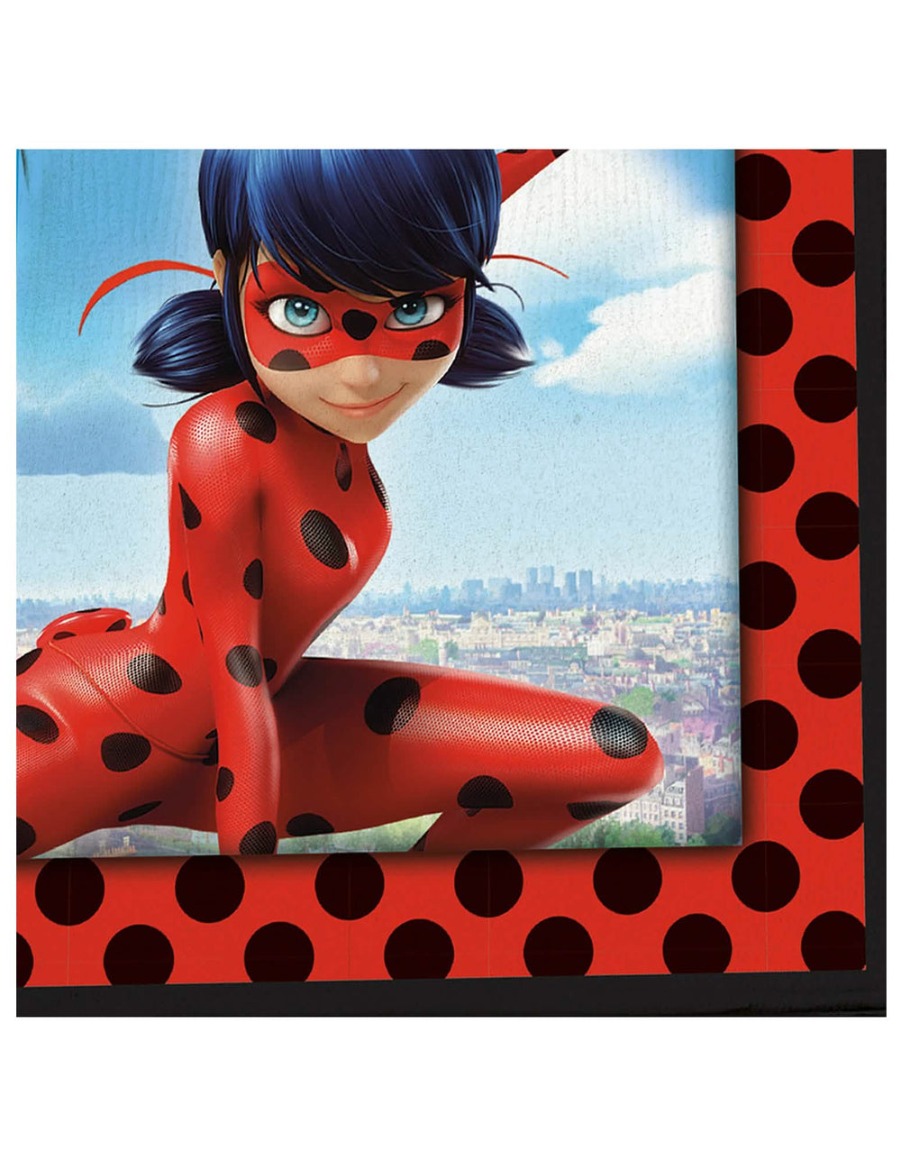 papierové obrúsky Ladybug v Paríži pre dieťa červená s čiernymi bodkami