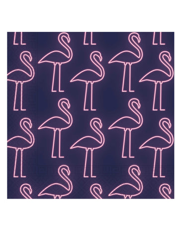 20 neónových papierových obrúskov 33 x 33 cm ružové plameniaky