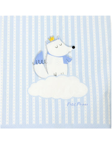 20 papierových obrúskov s motívom líšky v bielej a modrej farbe, 33 x 33 cm malý princ