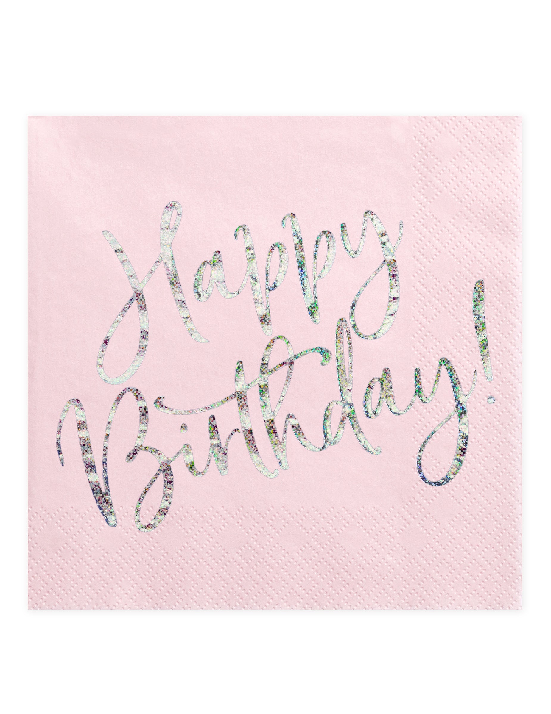 Serviettes en papier Happy Birthday pour fête rose iridescent