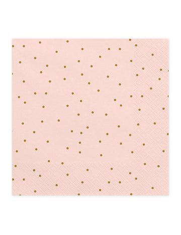 20 svetloružových papierových utier so zlatými bodkami 33 x 33 cm