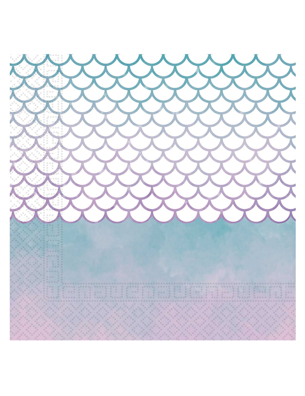 Serviettes en papier sirène élégante bleues et mauves motifs écailles