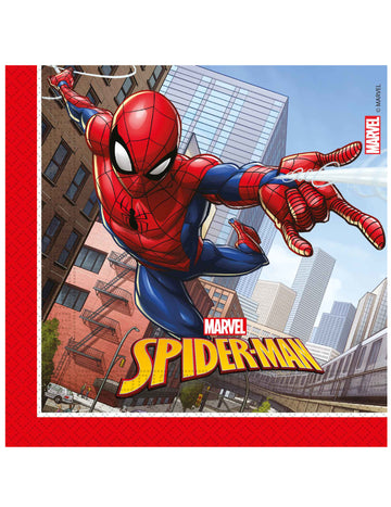 Červené a modré papierové servítky Spider-Man Fighter pre deti