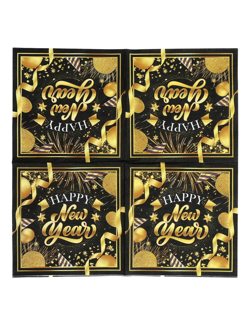 Vue de l'imprimé complet des serviettes en papier Happy new year