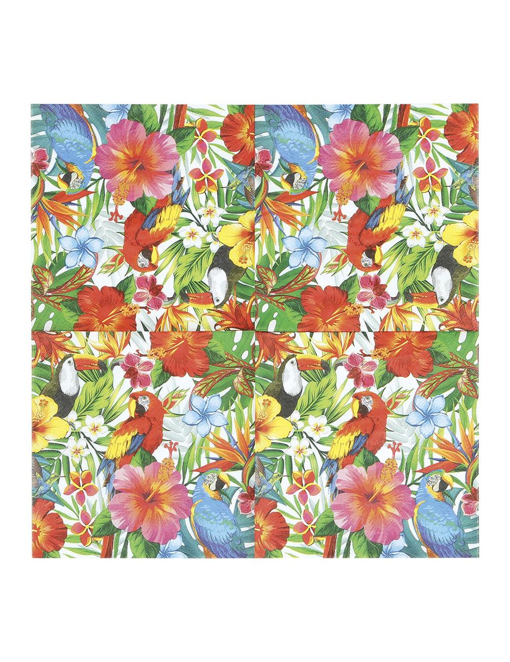 Vue à plat du motif des serviettes oiseaux tropicaux