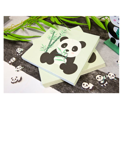 20 papierových obrúskov s motívom pandy 33 x 33 cm pastelovo zelená