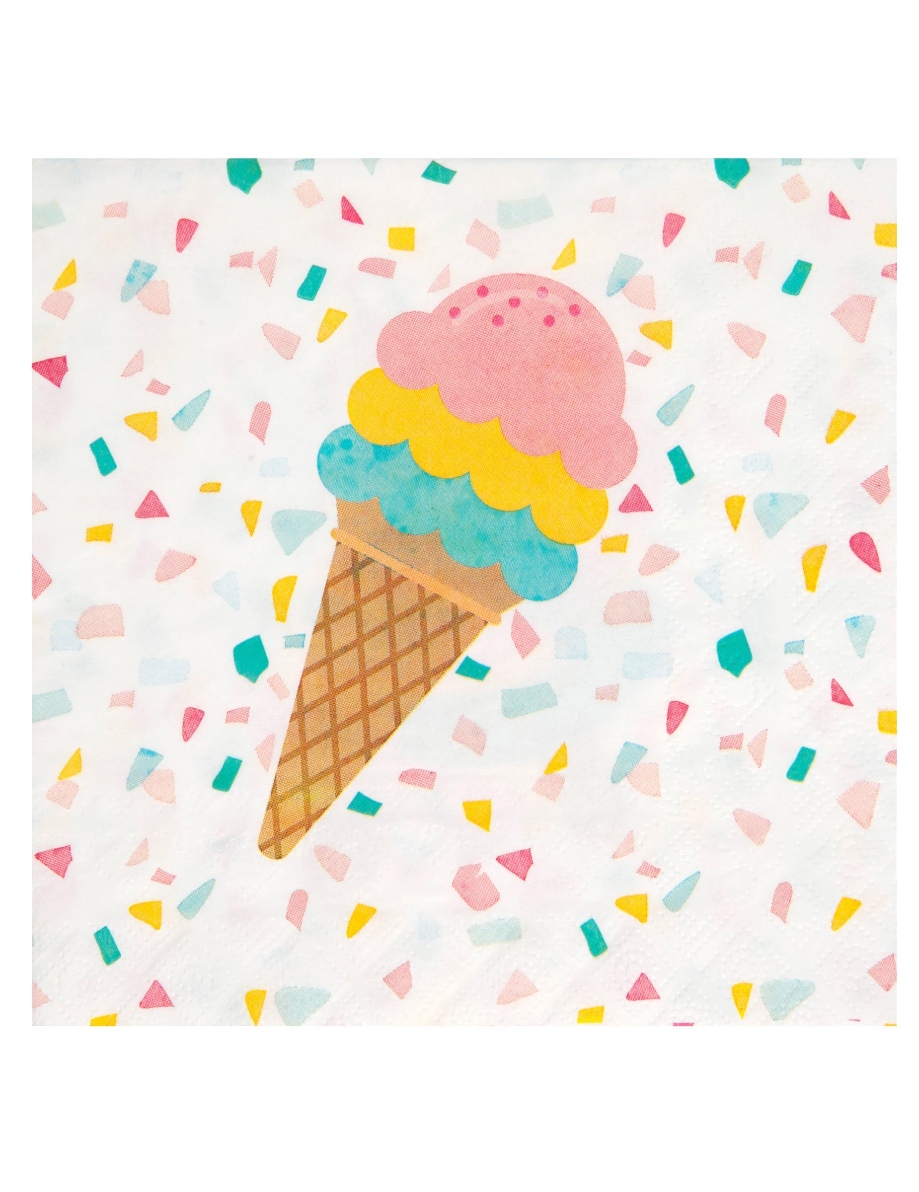 Serviettes papier summer smoothie glace gourmande multicolore à motif cornet de glace