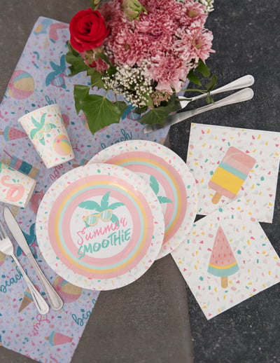 Mise en situation des serviettes papier summer smoothie glace gourmande