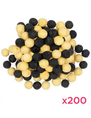 200 čiernych a zlatých guličiek na fúkačku 