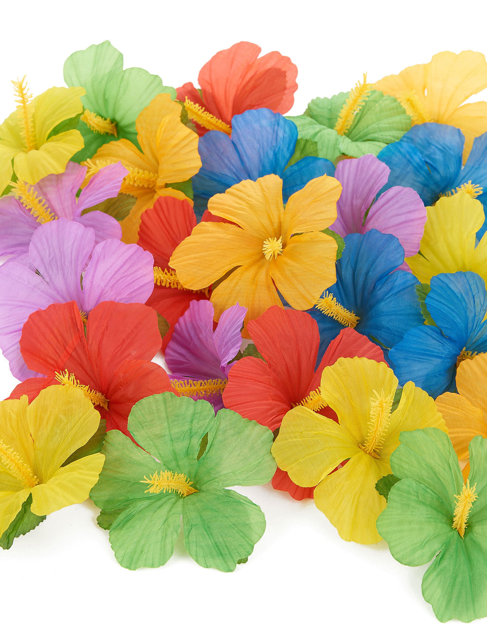 24 fleurs hawaïennes pour décoration de fête multicolores