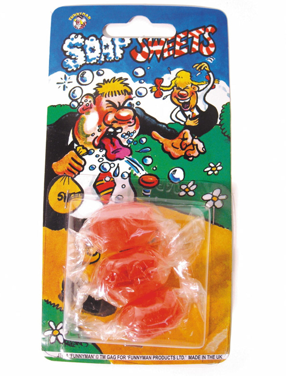 3 bonbons humoristiques goût savon pour farces et attrapes orange