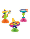 Centres de table en carton boho fiesta cactus et sombreros pour fête multicolore