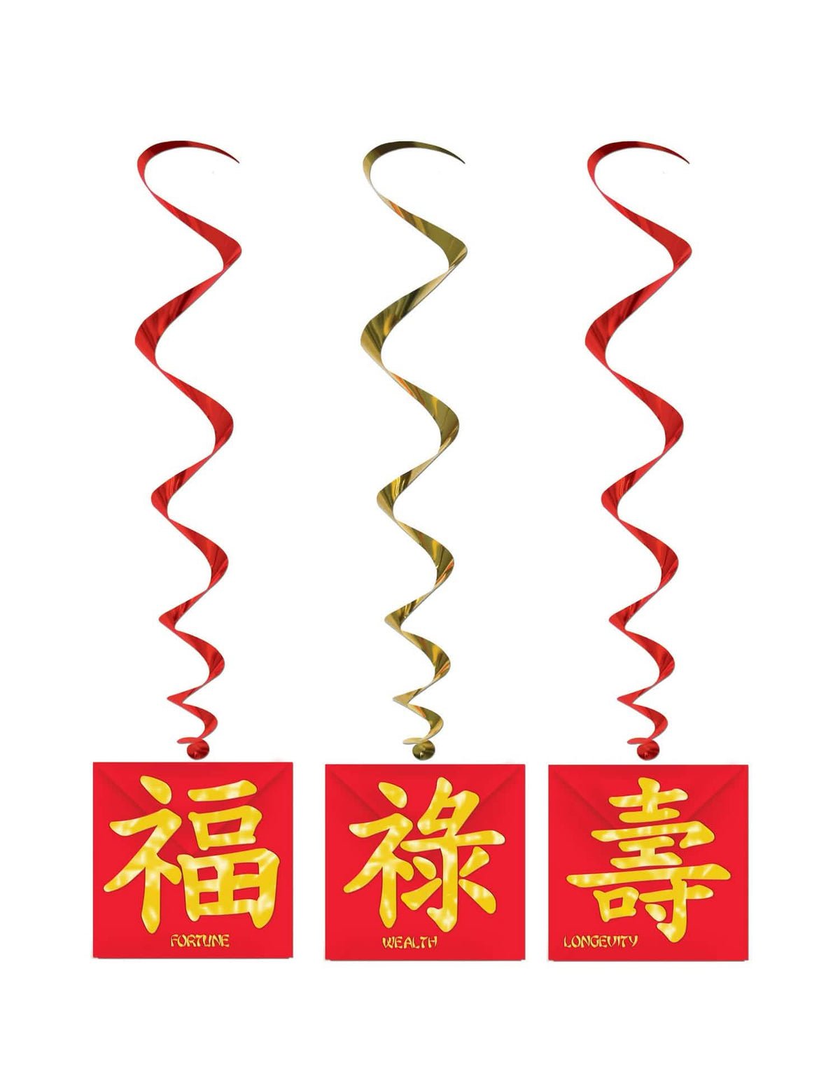 Závesné dekorácie na nouvel an chinois v červenej a zlatej farbe na párty dekoráciu