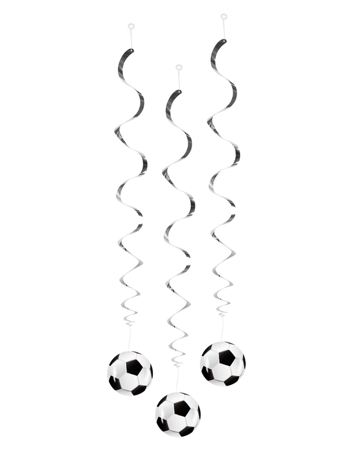 Závesné dekorácie Foot party na párty, strieborné s čierna a biela futbalovými balóny
