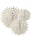 3 rosaces éventails en papier pour décoration ivoire à suspendre