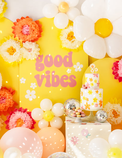 3 veľké obrovské papierové kvety v ružovej, žltej a oranžovej farbe 35 cm zavesiť