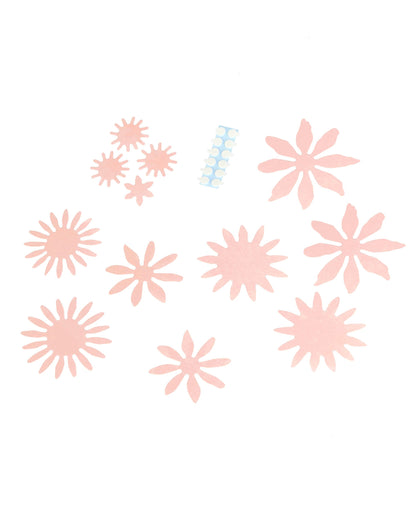 3 púdrovo ružové 3D papierové kvety 