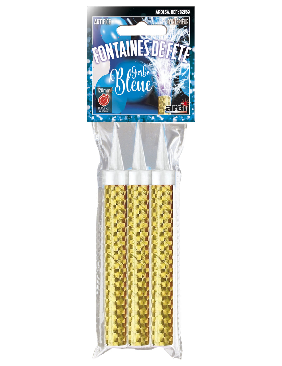 Fontaines scintillantes de fête pour anniversaire lot de 3 à gerbe bleue