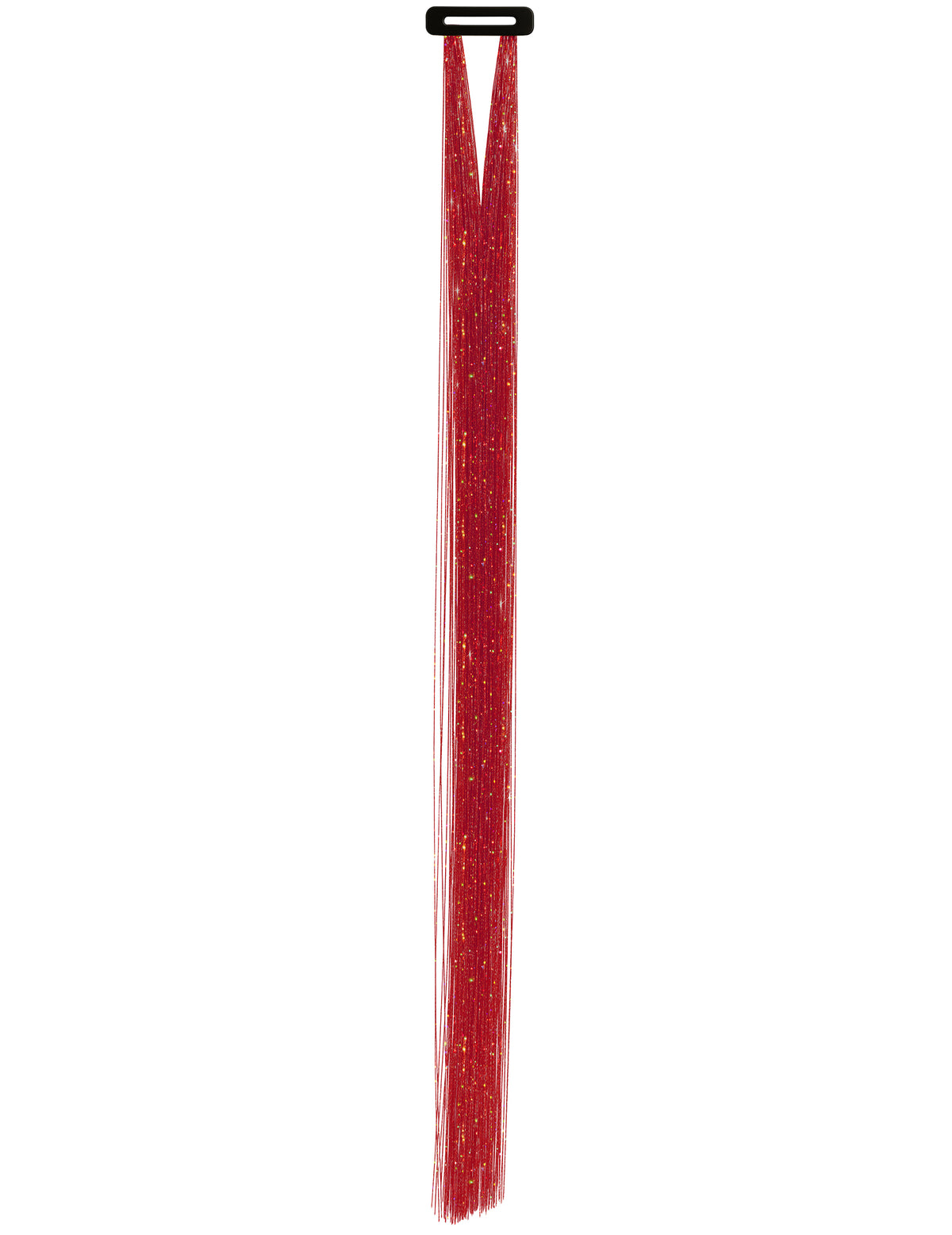 Détail de la barrette des mèches brillantes pour femme rouges à paillettes