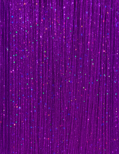 Gros plan sur les paillettes des 3 mèches brillantes pour femme violettes
