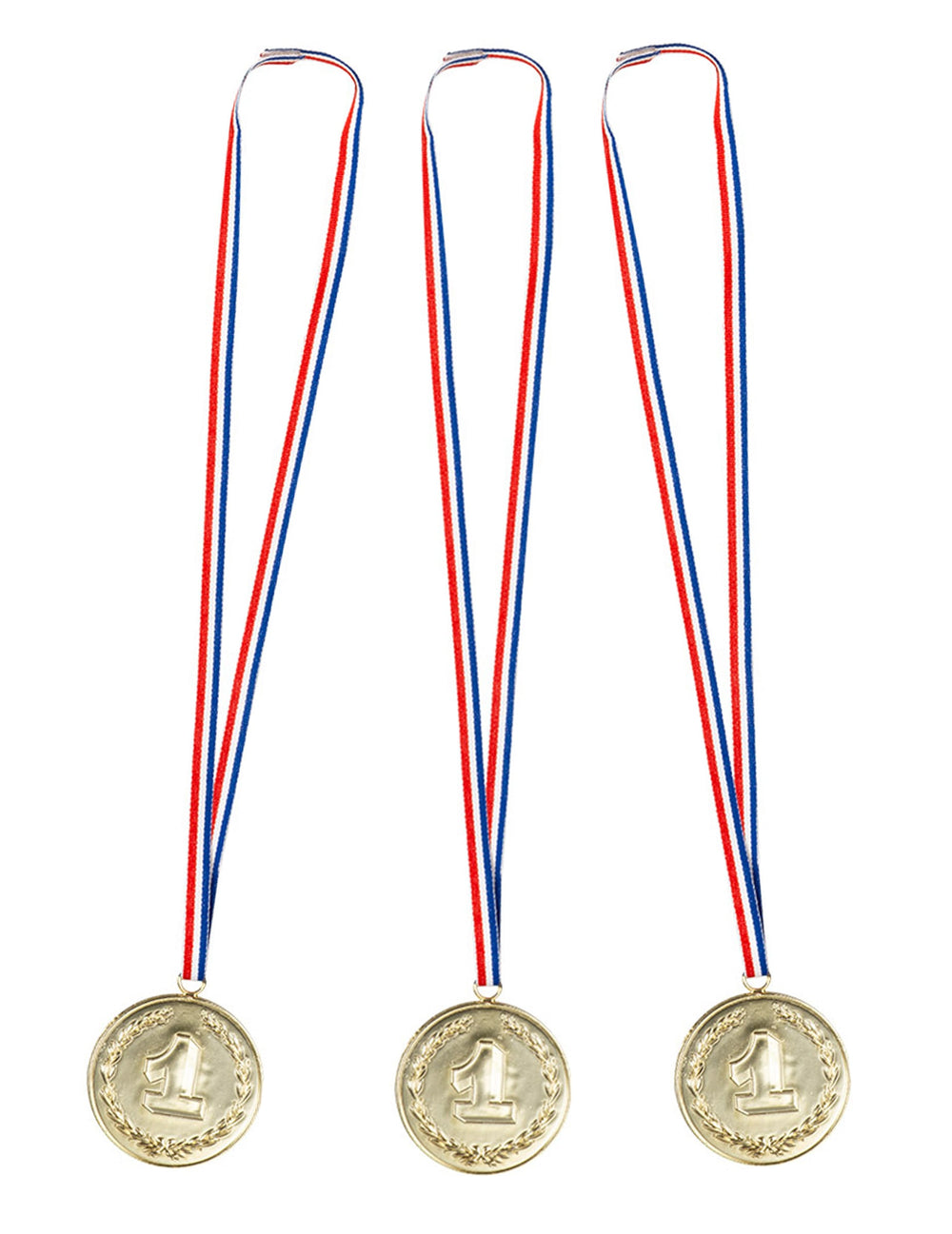 Lot de 3 médailles numéro 1 pour fête dorées avec ruban tricolore