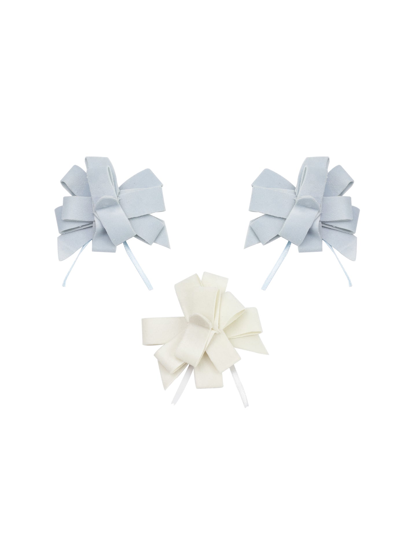 3 uzly na zaťahovanie, nebesky modrý a biely zamat, 9 cm Krstné ozdoby