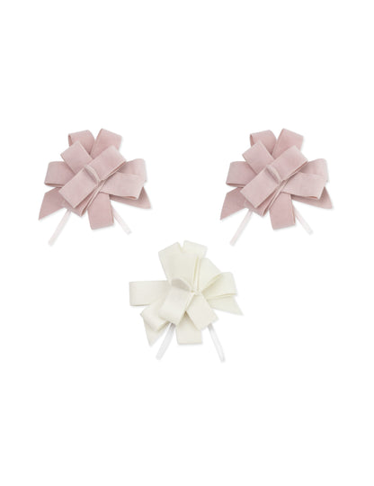 3 ružovo-biele zamatové uzly 9 cm na krst