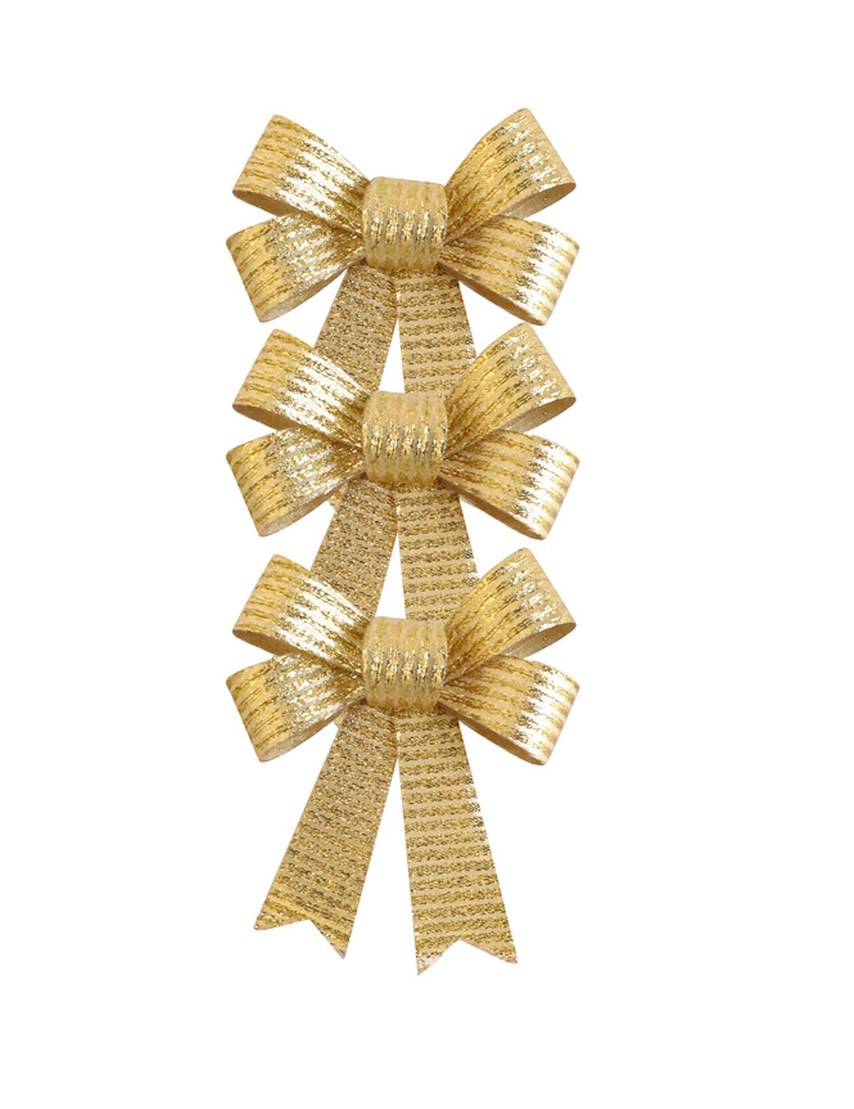 3 Nœuds dorés brillants pour décoration couleur or pailleté