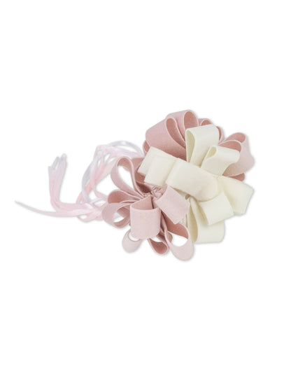 3 ružovo-biele zamatové uzly 9 cm na krst