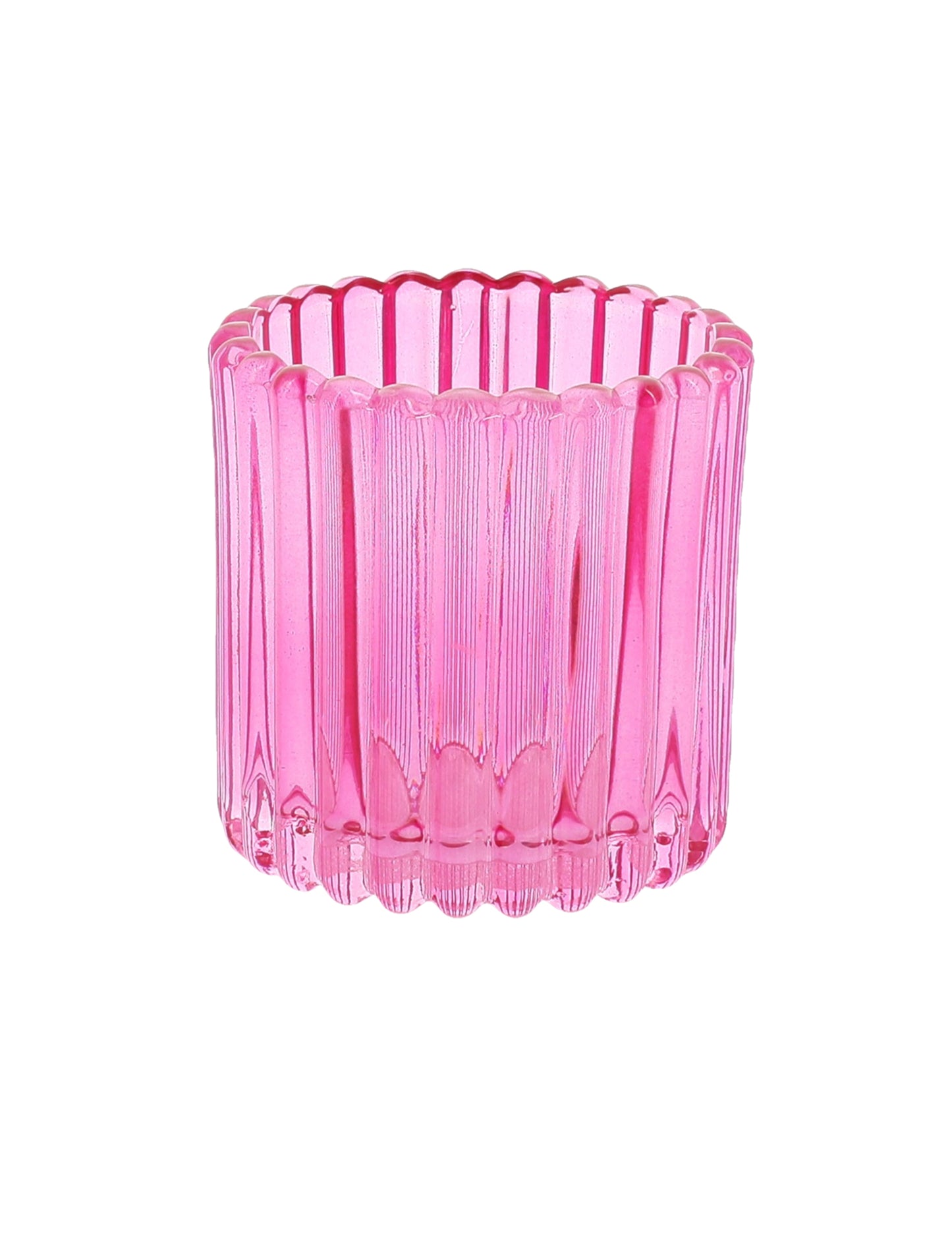 3 Photophores en verre rose, orange et jaune 7.5 cm