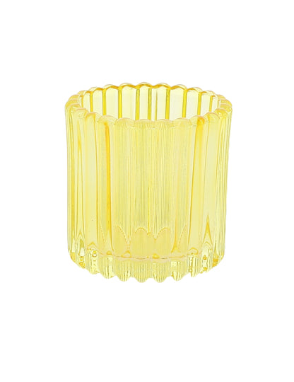 3 Photophores en verre rose, orange et jaune 7.5 cm