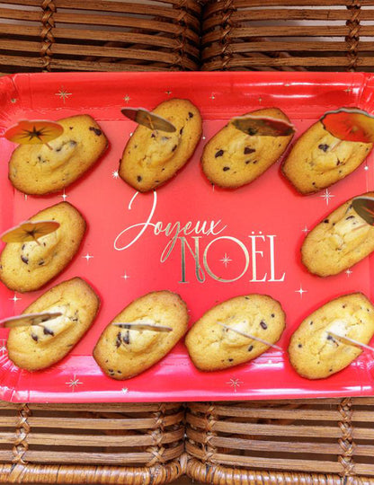 3 plateaux Joyeux Noël L'Intemporel en carton rouge et or 35 x 25,5 cm