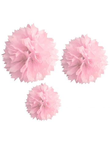 3 ružové papierové pompoms 20, 30 a 40 cm
