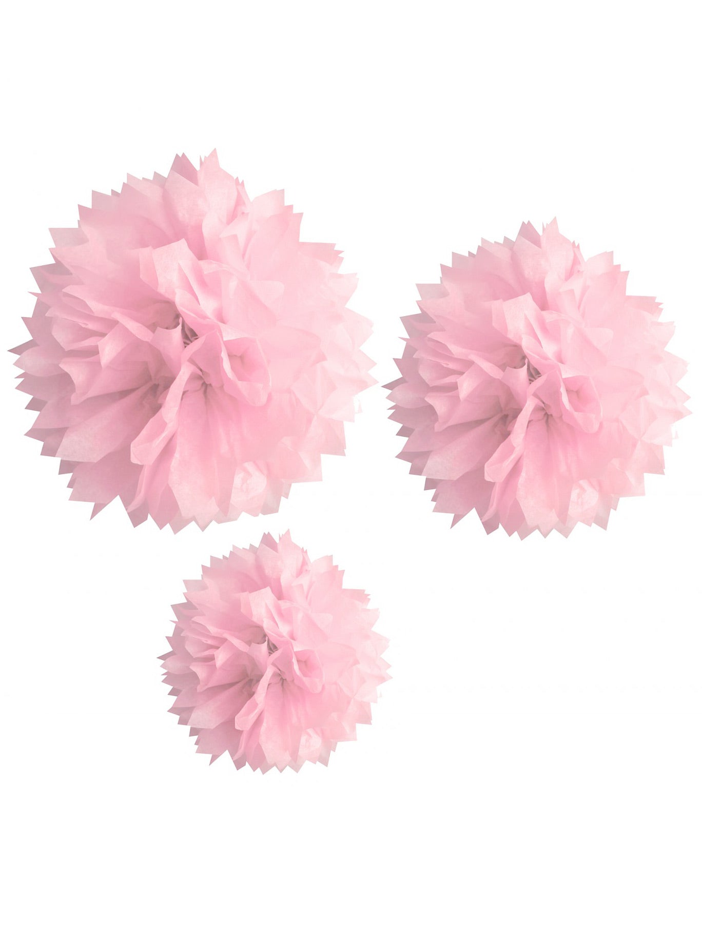 Pompons en papier pour décoration rose lot de 3